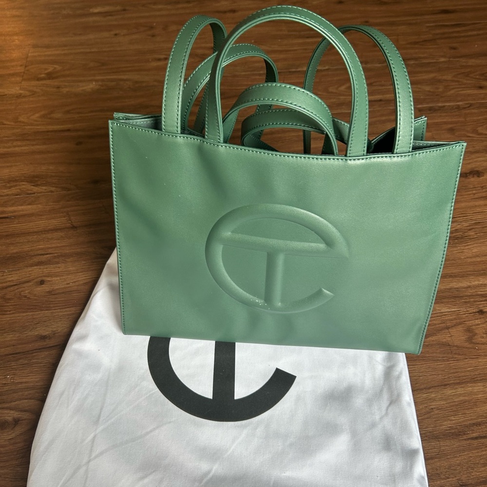 TELFAR vegan leather medium bag green